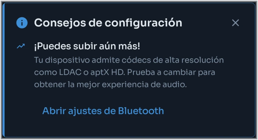 Consejo de alta resolución con acceso a los ajustes de Bluetooth